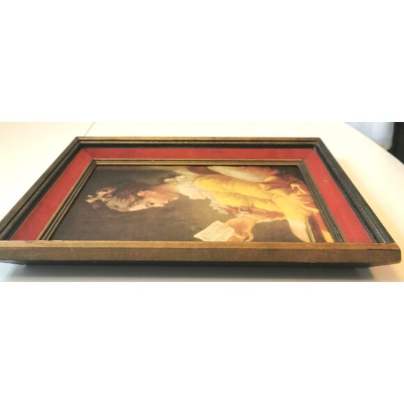 Vintage 1950s Fragonard Young Girl Reading Limited Edition #1210 Red Velvet Trim - Picture 9 of 13